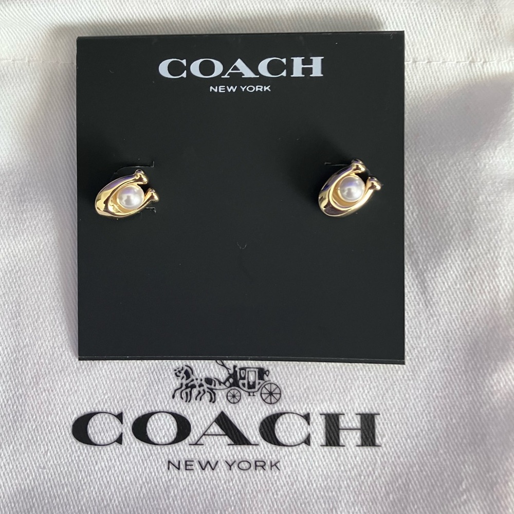 Coach pearl stud earrings New
